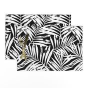 brush palm leaves - white on black, large