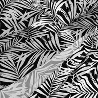 brush palm leaves - white on black, large