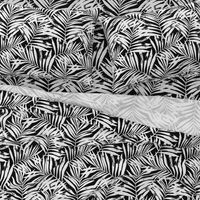 brush palm leaves - white on black, large