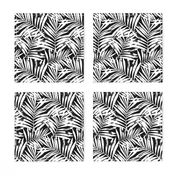 brush palm leaves - white on black, small