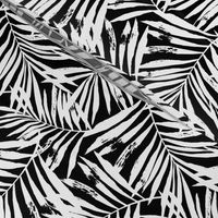 brush palm leaves - white on black, small