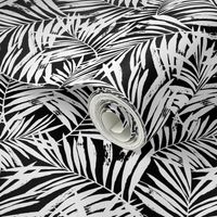 brush palm leaves - white on black, small