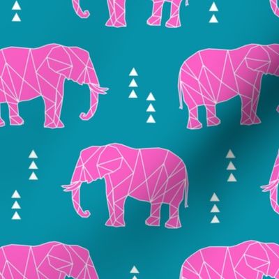 Geometric Elephant // hot pink C19BS