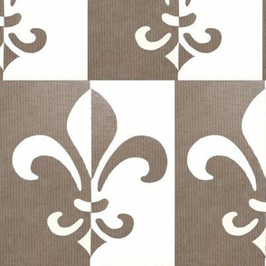 Love Notes Motif / Fleur-de-lis / Neutral Large no Writing  