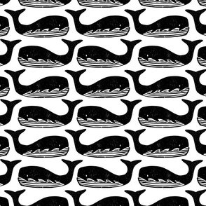 Whale black and white lino