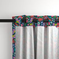 Pop Floral Bright Flowers in Fuchsia Pink Purple Orange Turquoise Gray Blue - SMALL Scale - UnBlink Studio by Jackie Tahara