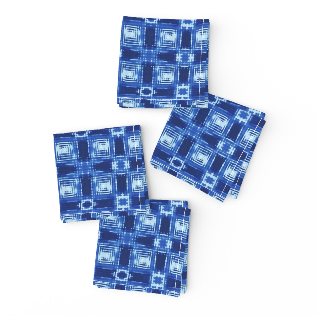 Blue Shibori Plaid