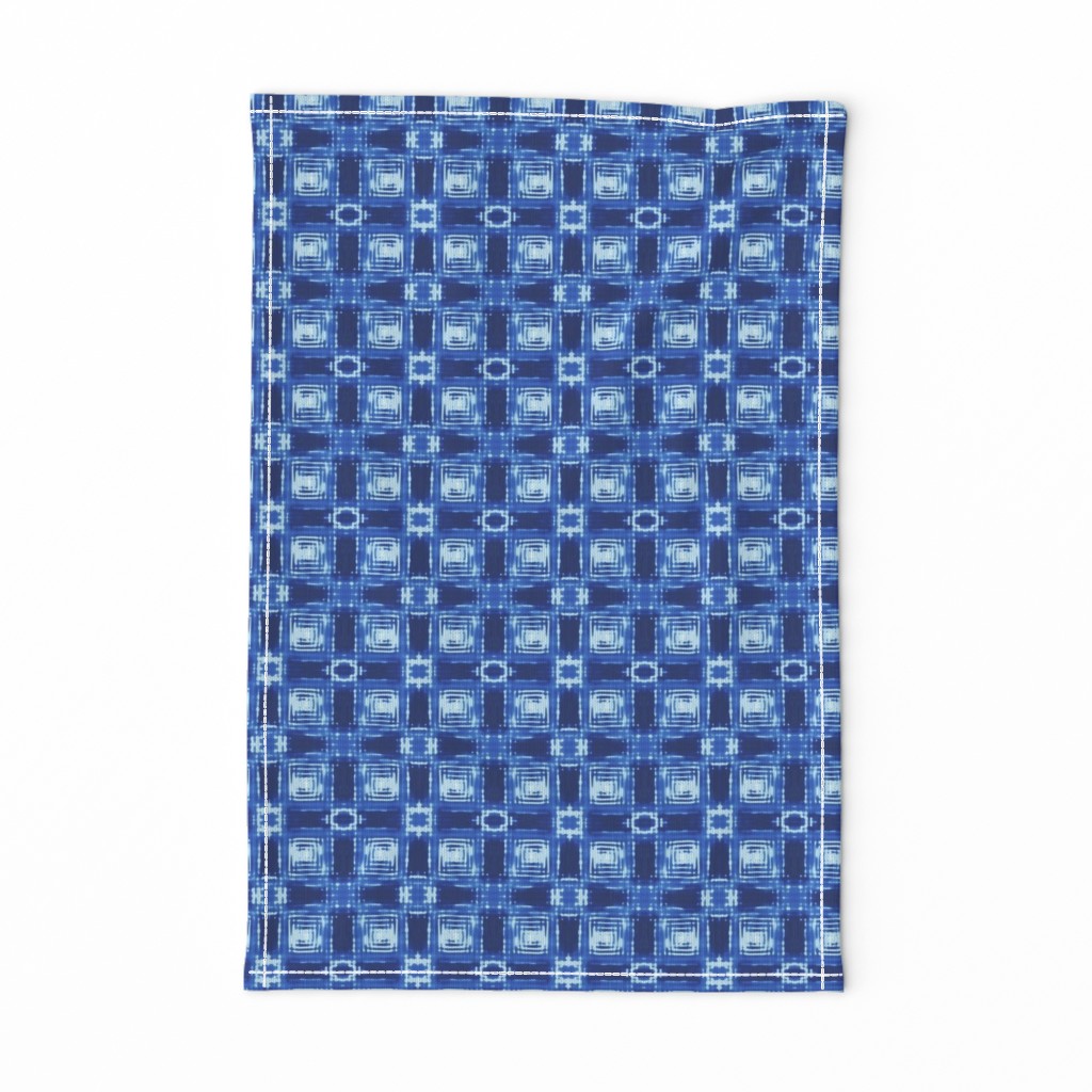 Blue Shibori Plaid