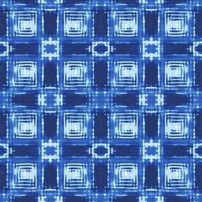 Blue Shibori Plaid