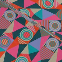 Grids and Circles Pop Bright Geometric Stripes in Fuchsia Pink Purple Orange Turquoise Blue Gray - SMALL Scale - UnBlink Studio by Jackie Tahara