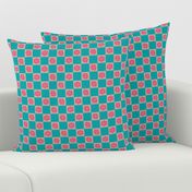 Little Checkers Pop Bright Retro Floral Geometric Checkerboard in Fuchsia Pink Turquoise Gray - MEDIUM Scale - UnBlink Studio by Jackie Tahara