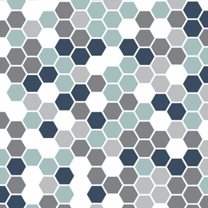 Hexagons in Blue and Grey