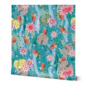 Goldfish Waterlily Fish Pond, Turquoise Water Lilies, Under Water Fish Tank, Kids Bedroom