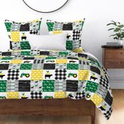 farm patchwork - wholecloth green, custom yellow, and black - woodgrain C19BS
