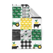 farm patchwork - wholecloth green, custom yellow, and black - woodgrain C19BS