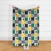 farm patchwork - wholecloth green, custom yellow, and black - woodgrain (90) C19BS