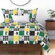 farm patchwork - wholecloth green, custom yellow, and black - woodgrain (90) C19BS