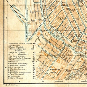 Amsterdam map, antique, large