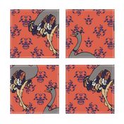 Ostriches on Parade - Purple & Orange