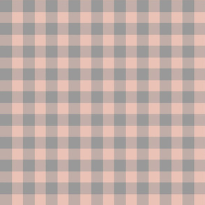 Checkered Plaid, Blush Pink and Gray