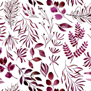 Magenta leaves nature botanical home decor prints