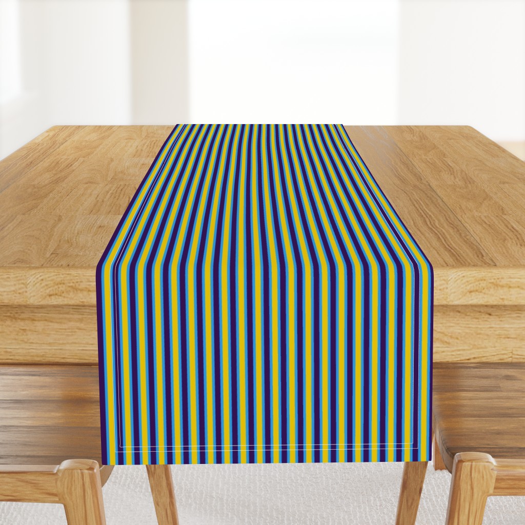 Fun Flare Stripes (#7) - Narrow Summer Daze Blue Ribbons with Bright Yellow and Dark Mulberry