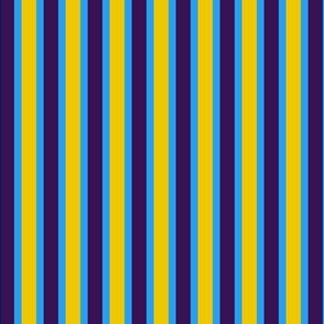 Fun Flare Stripes (#7) - Narrow Summer Daze Blue Ribbons with Bright Yellow and Dark Mulberry