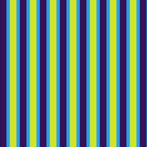 Fun Flare Stripes (#6) - Narrow Summer Daze Blue Ribbons with Sharp Citrus and Dark Mulberry