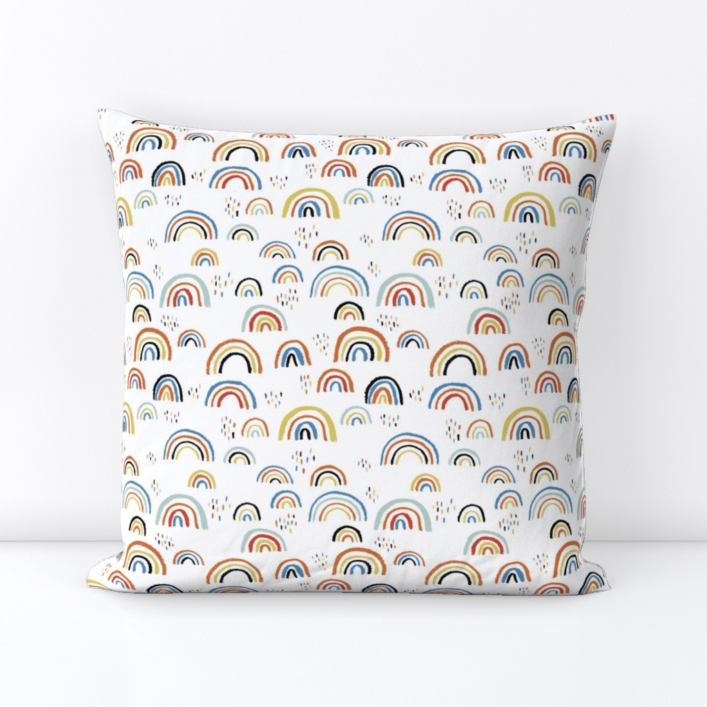 Rainbow love Scandinavian abstract rainbow clouds happy rain sky blue boys