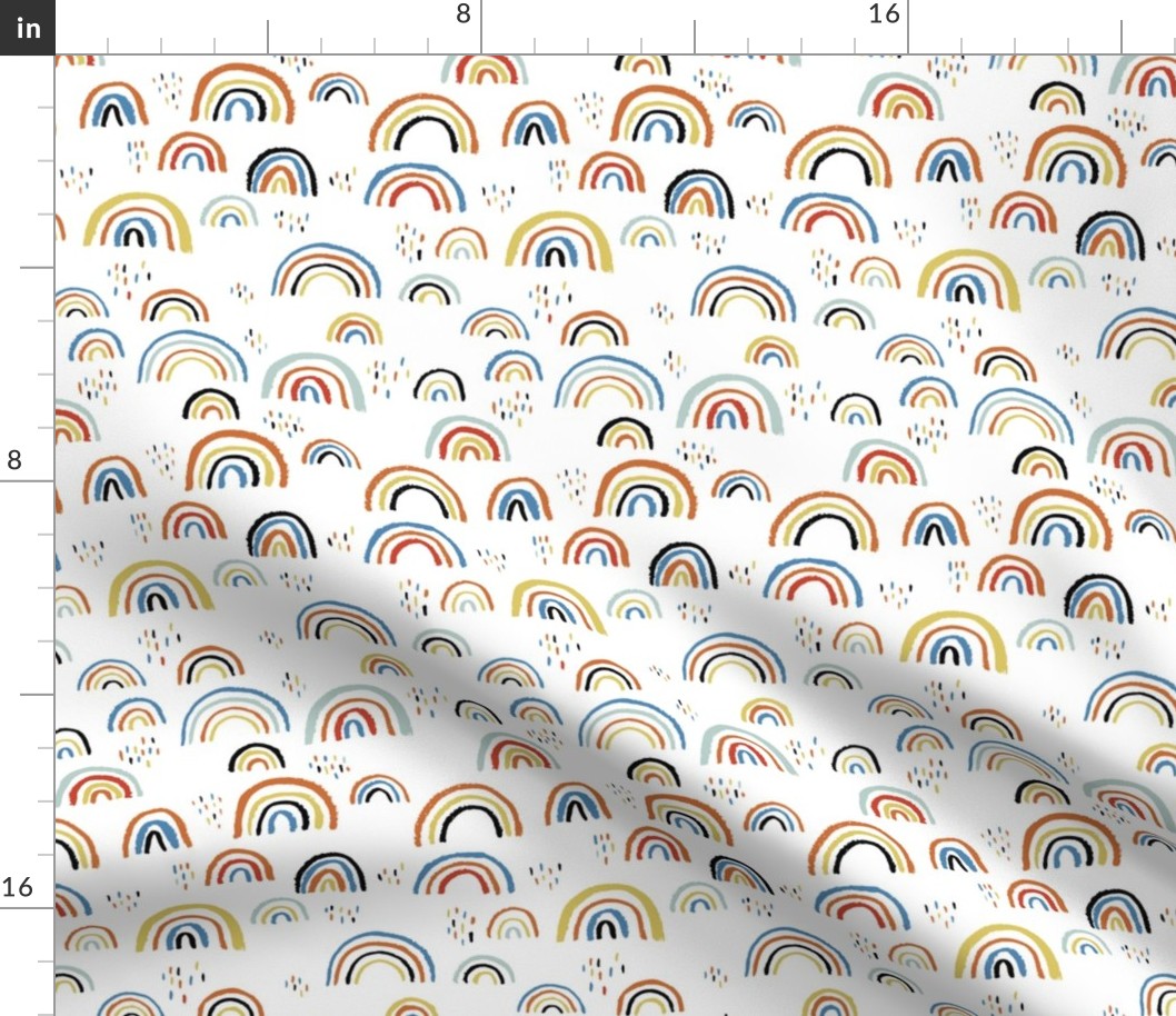 Rainbow love Scandinavian abstract rainbow clouds happy rain sky blue boys