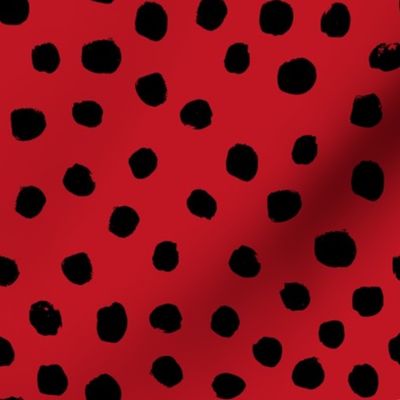 painted dots - black on red