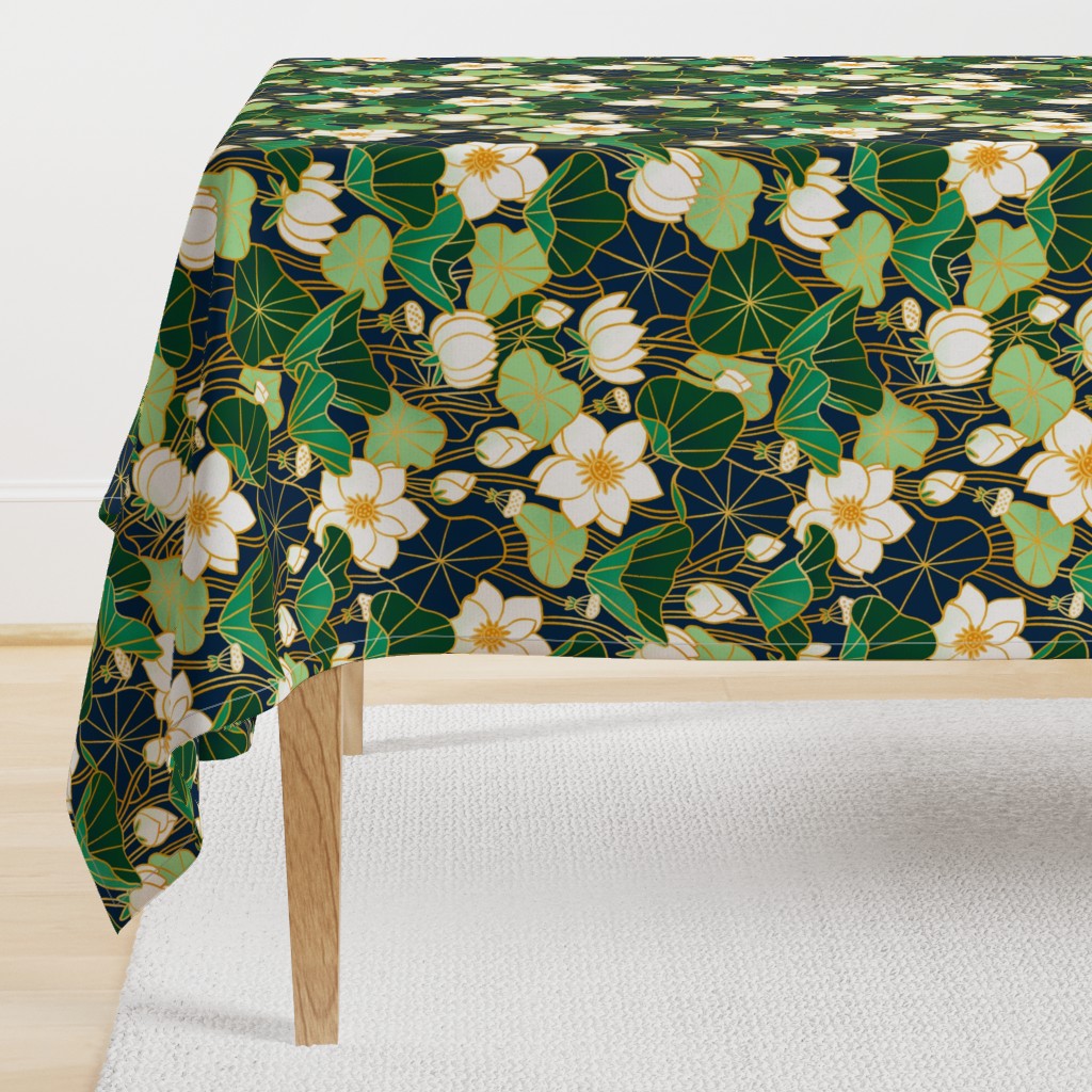 Lily pond large scale floral bohemian pattern