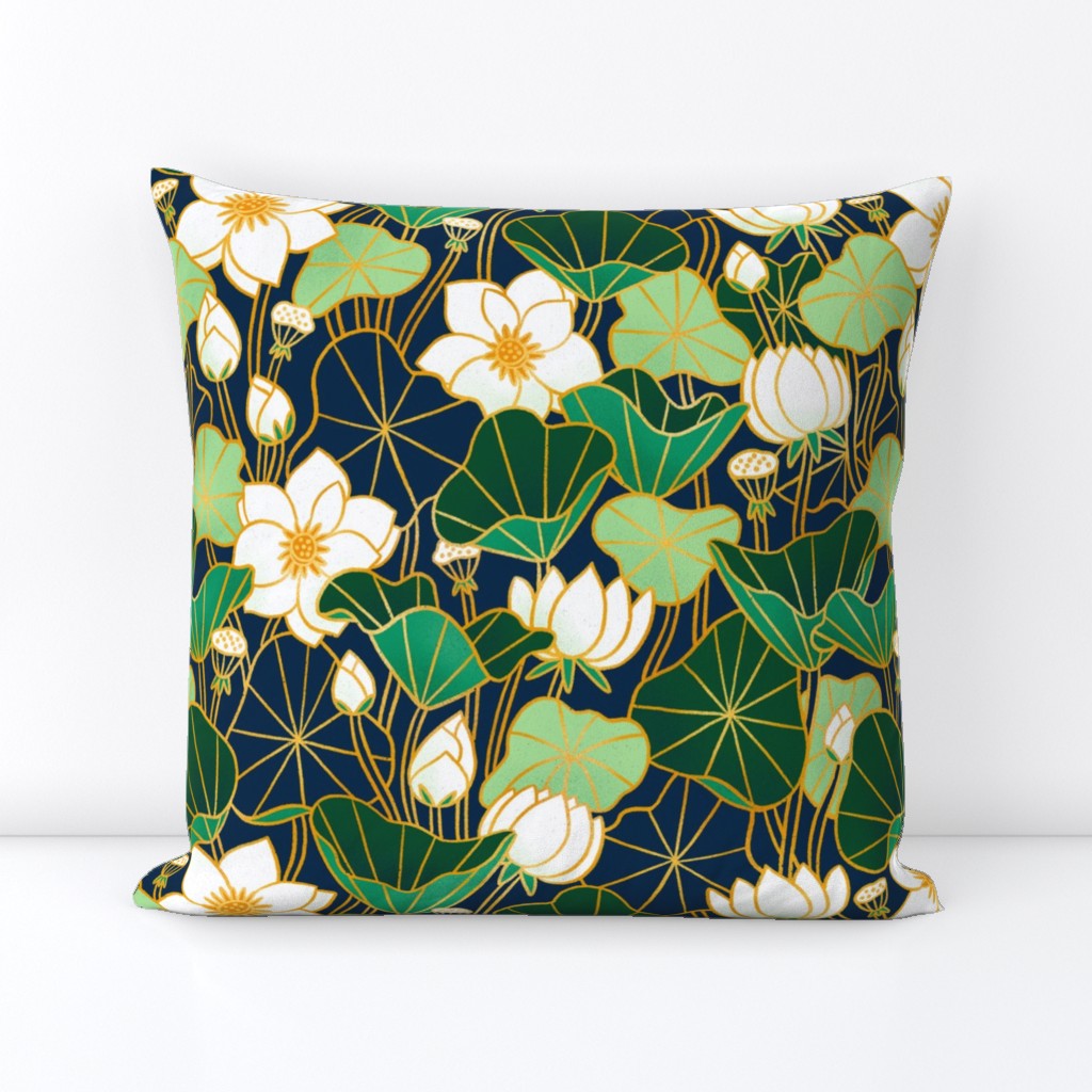 Lily pond large scale floral bohemian pattern