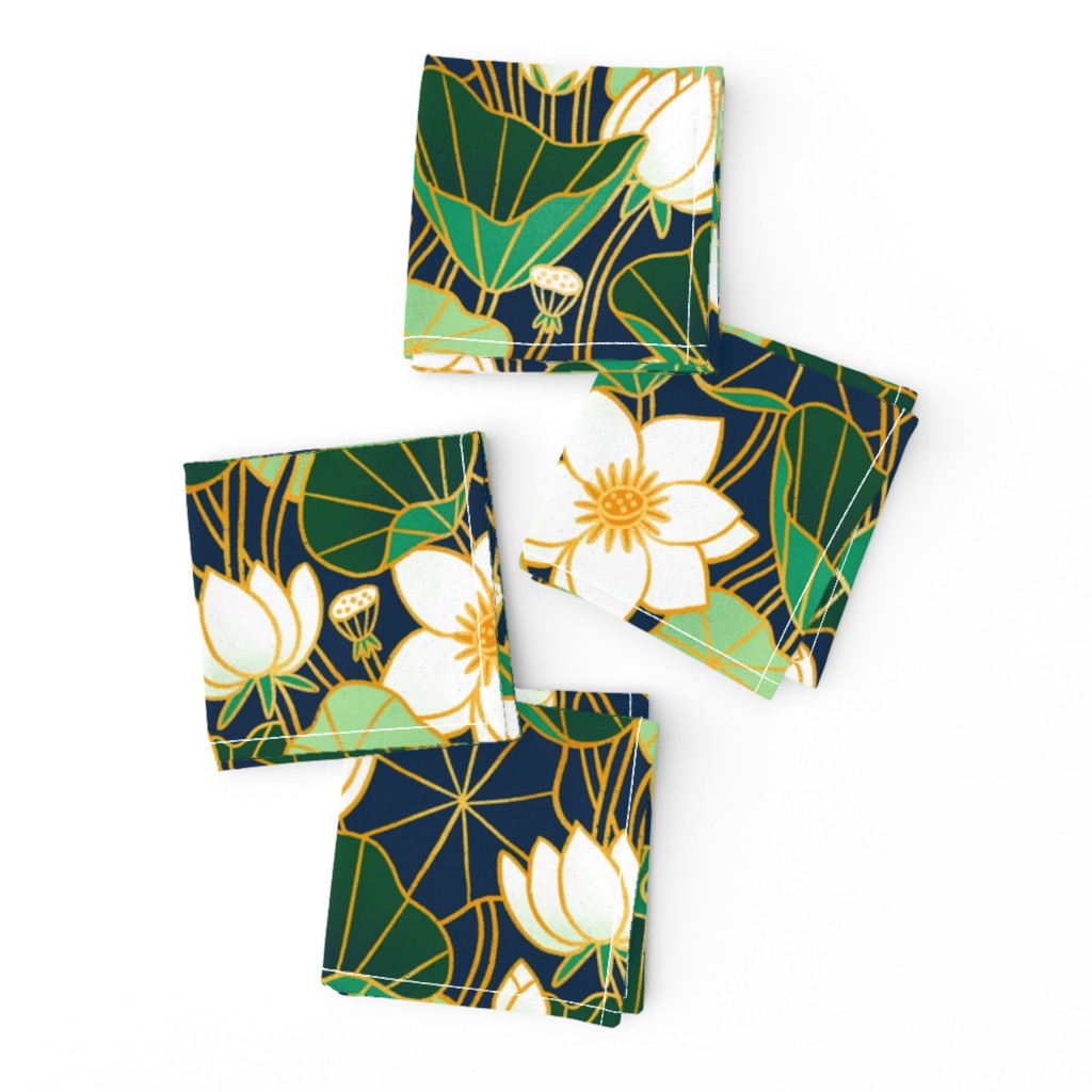 Lily pond large scale floral bohemian pattern