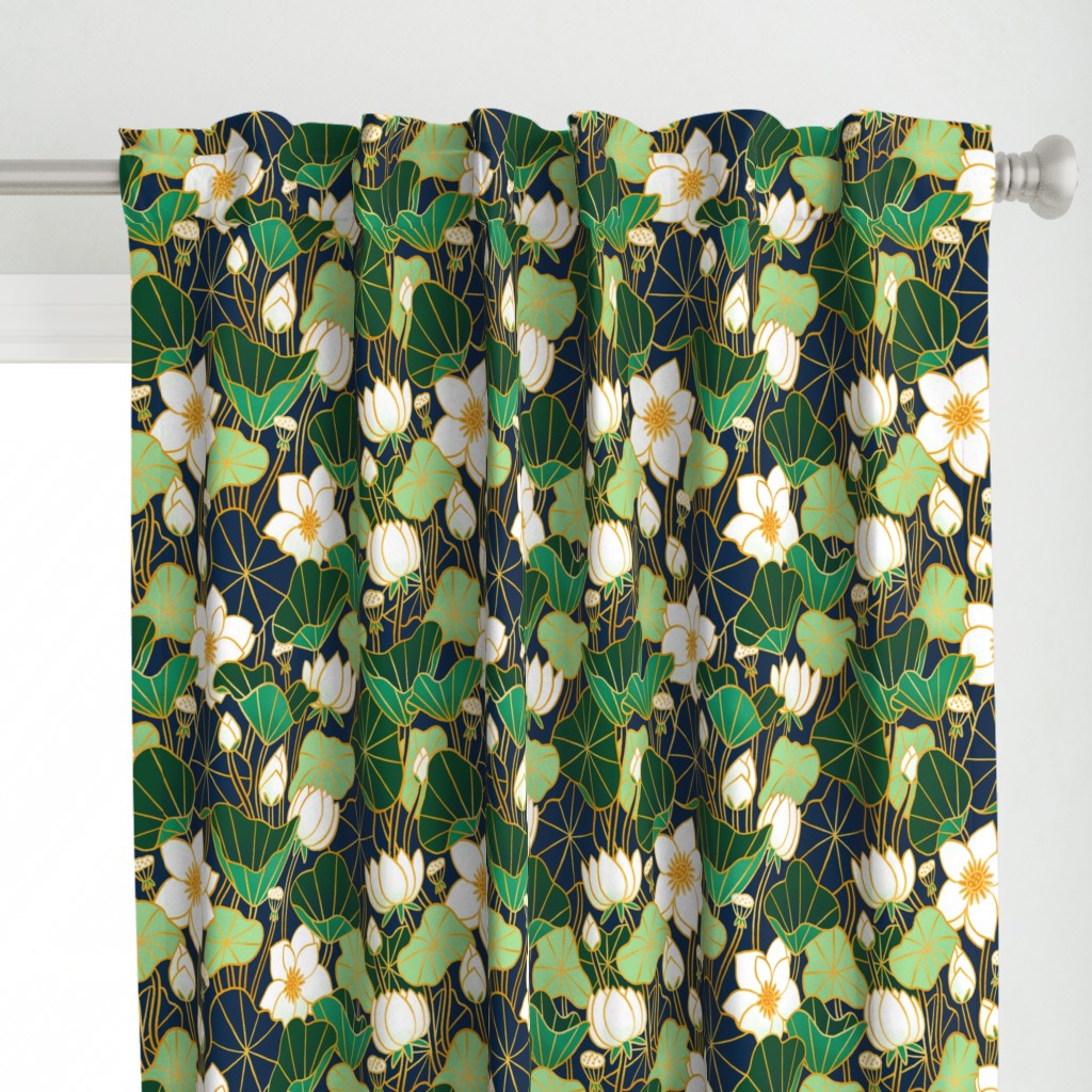 Lily pond large scale floral bohemian pattern