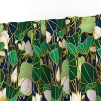 Lily pond large scale floral bohemian pattern