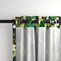 Lily pond large scale floral bohemian pattern