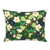 Lily pond large scale floral bohemian pattern