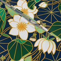 Lily pond large scale floral bohemian pattern