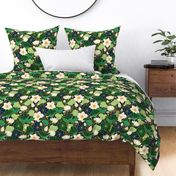 Lily pond large scale floral bohemian pattern