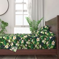 Lily pond large scale floral bohemian pattern