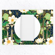 Lily pond large scale floral bohemian pattern