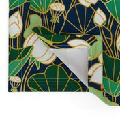 Lily pond large scale floral bohemian pattern