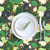 Lily pond large scale floral bohemian pattern