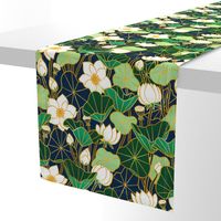 Lily pond large scale floral bohemian pattern