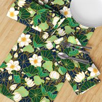 Lily pond large scale floral bohemian pattern