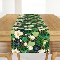 Lily pond large scale floral bohemian pattern