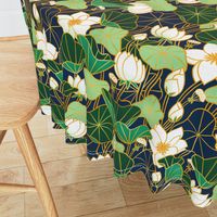 Lily pond large scale floral bohemian pattern