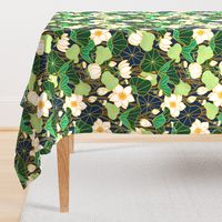 Lily pond large scale floral bohemian pattern