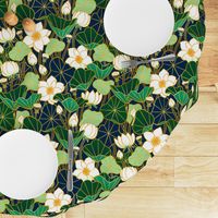 Lily pond large scale floral bohemian pattern